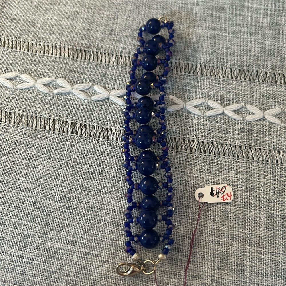 Cobalt blue ladder bracelet